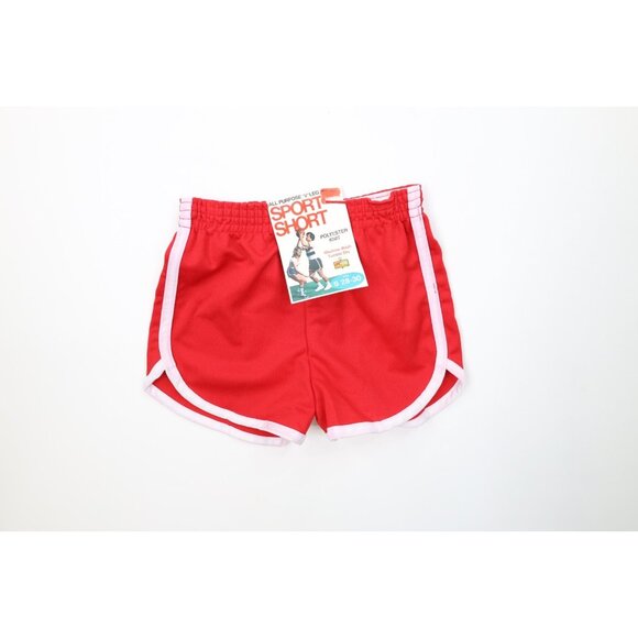 Deadstock Vintage 70s Streetwear Mens Small Striped Knit Short Shorts Red USA